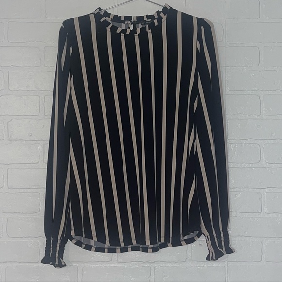 Adrianna Papell Tops - Adrianna Papell Womens Blouse Long Sleeves Stripes Office Work Top Size Large